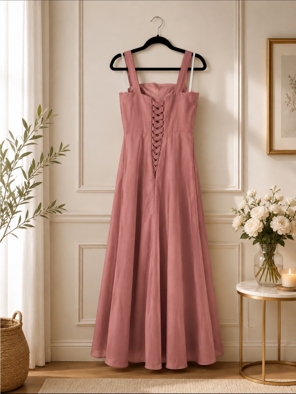 Elegant Dusty Rose Chiffon Evening Dress - Sleeveless Ruched Bodice - Picture 3 of 3